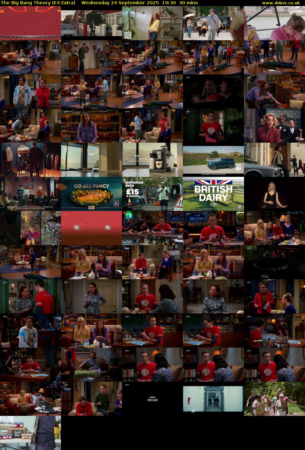 The Big Bang Theory (E4 Extra) Wednesday 24 September 2025 19:30 - 20:00