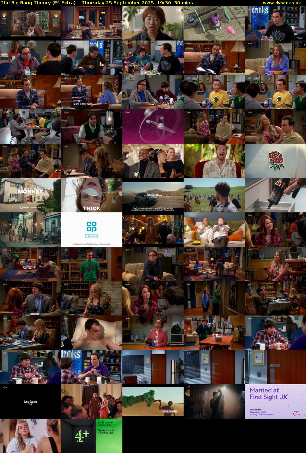The Big Bang Theory (E4 Extra) Thursday 25 September 2025 19:30 - 20:00