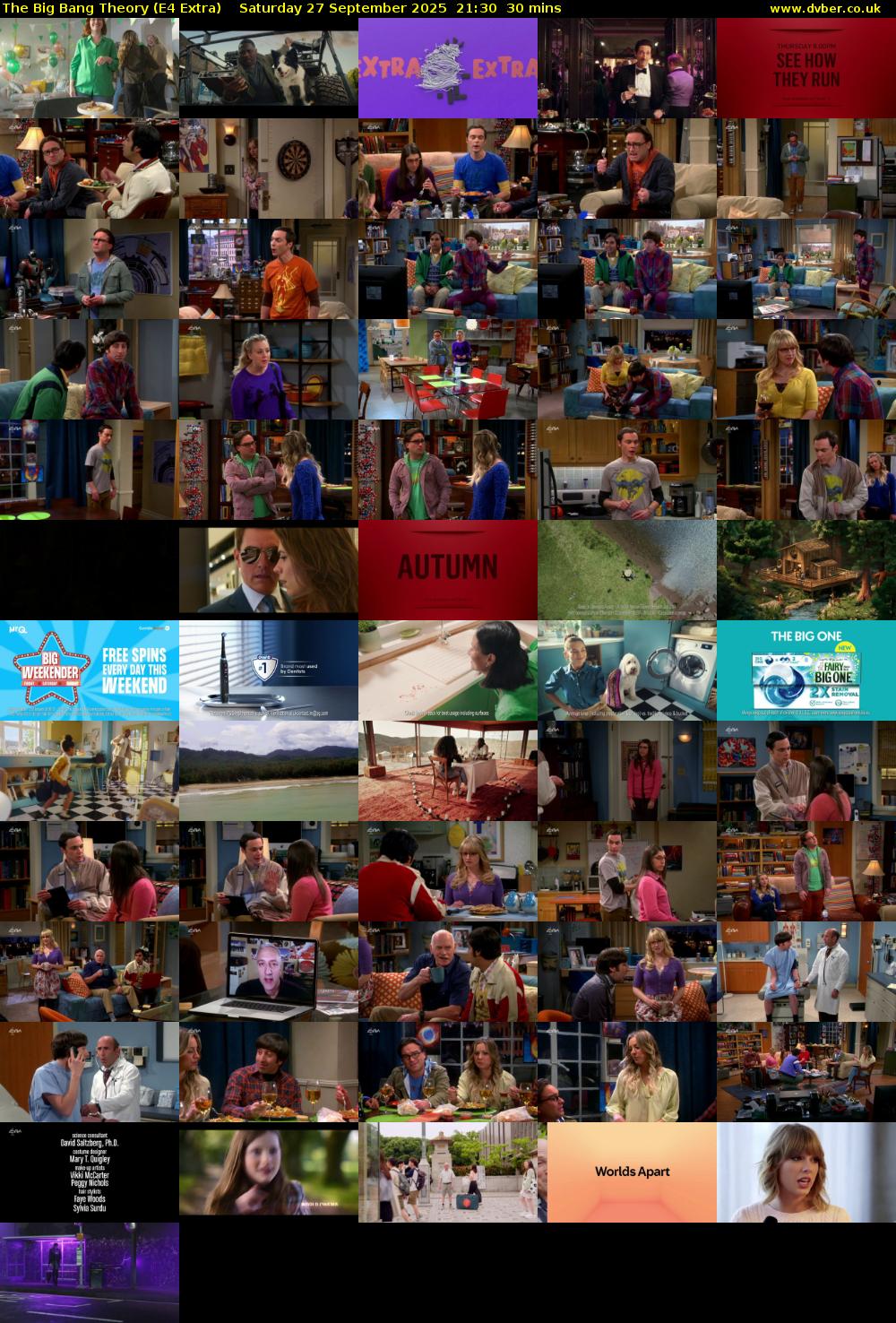 The Big Bang Theory (E4 Extra) Saturday 27 September 2025 21:30 - 22:00
