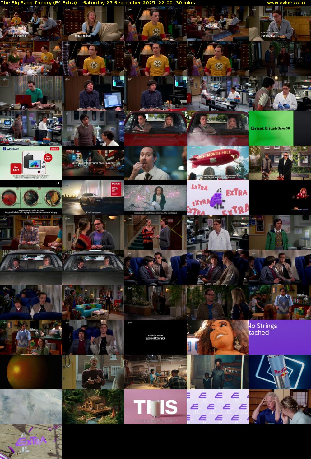The Big Bang Theory (E4 Extra) Saturday 27 September 2025 22:00 - 22:30