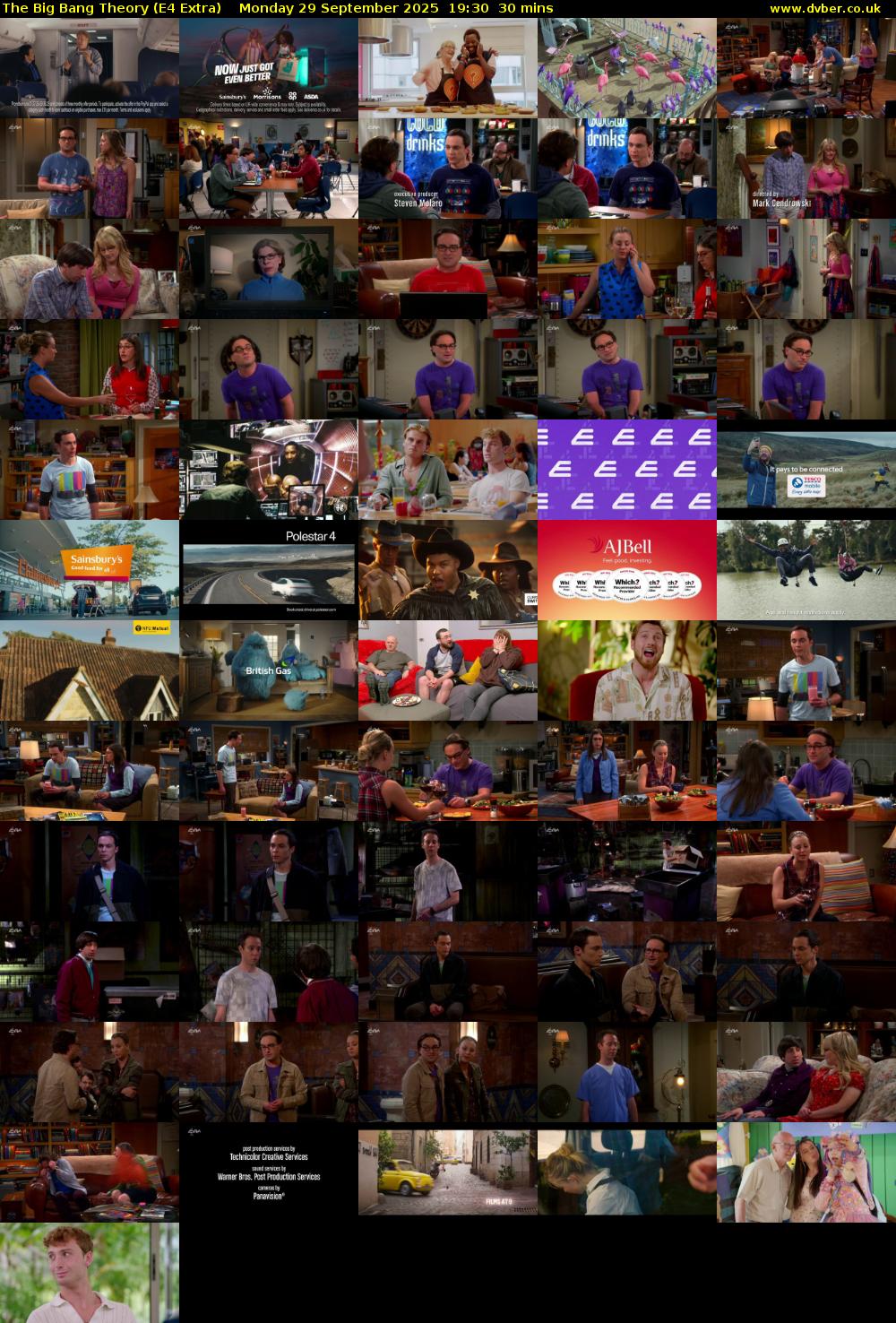 The Big Bang Theory (E4 Extra) Monday 29 September 2025 19:30 - 20:00