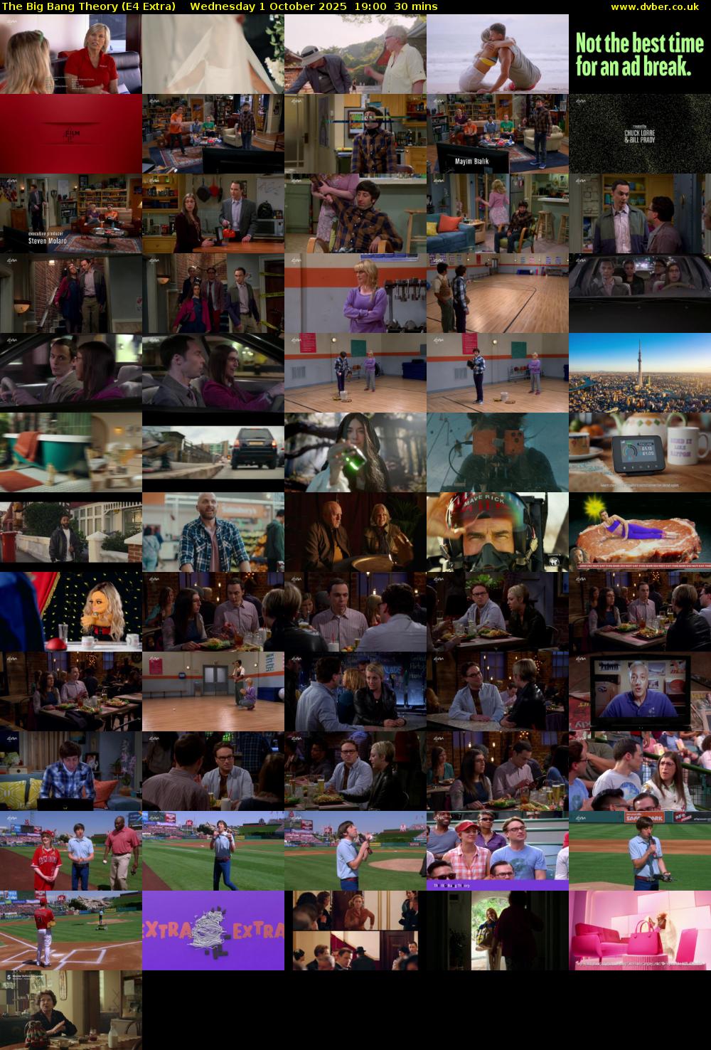 The Big Bang Theory (E4 Extra) Wednesday 1 October 2025 19:00 - 19:30