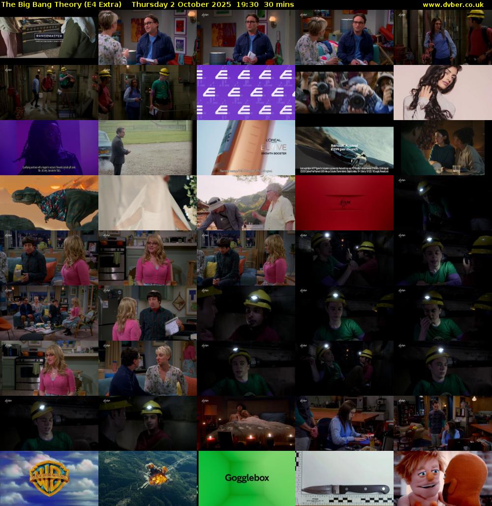 The Big Bang Theory (E4 Extra) Thursday 2 October 2025 19:30 - 20:00