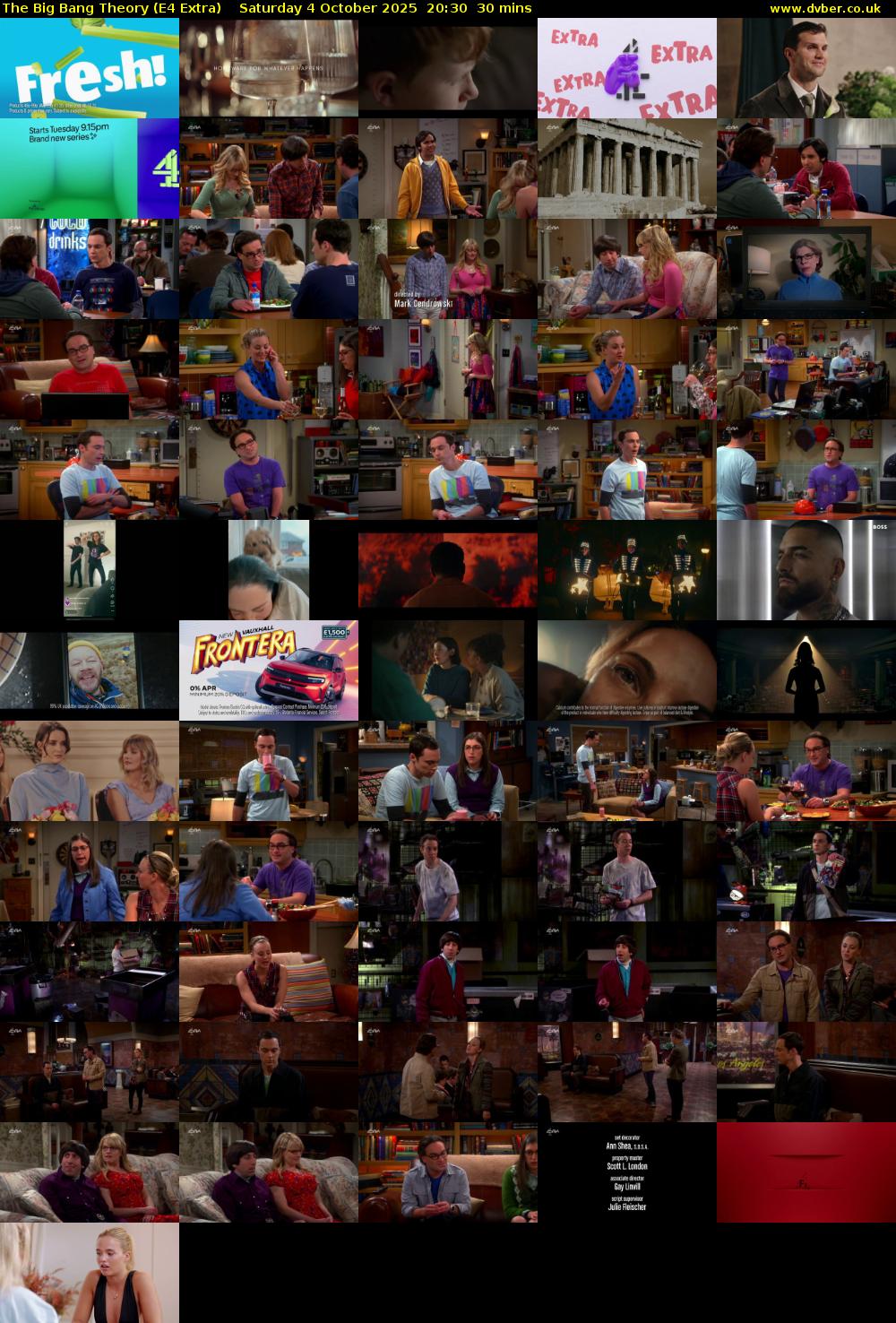 The Big Bang Theory (E4 Extra) Saturday 4 October 2025 20:30 - 21:00