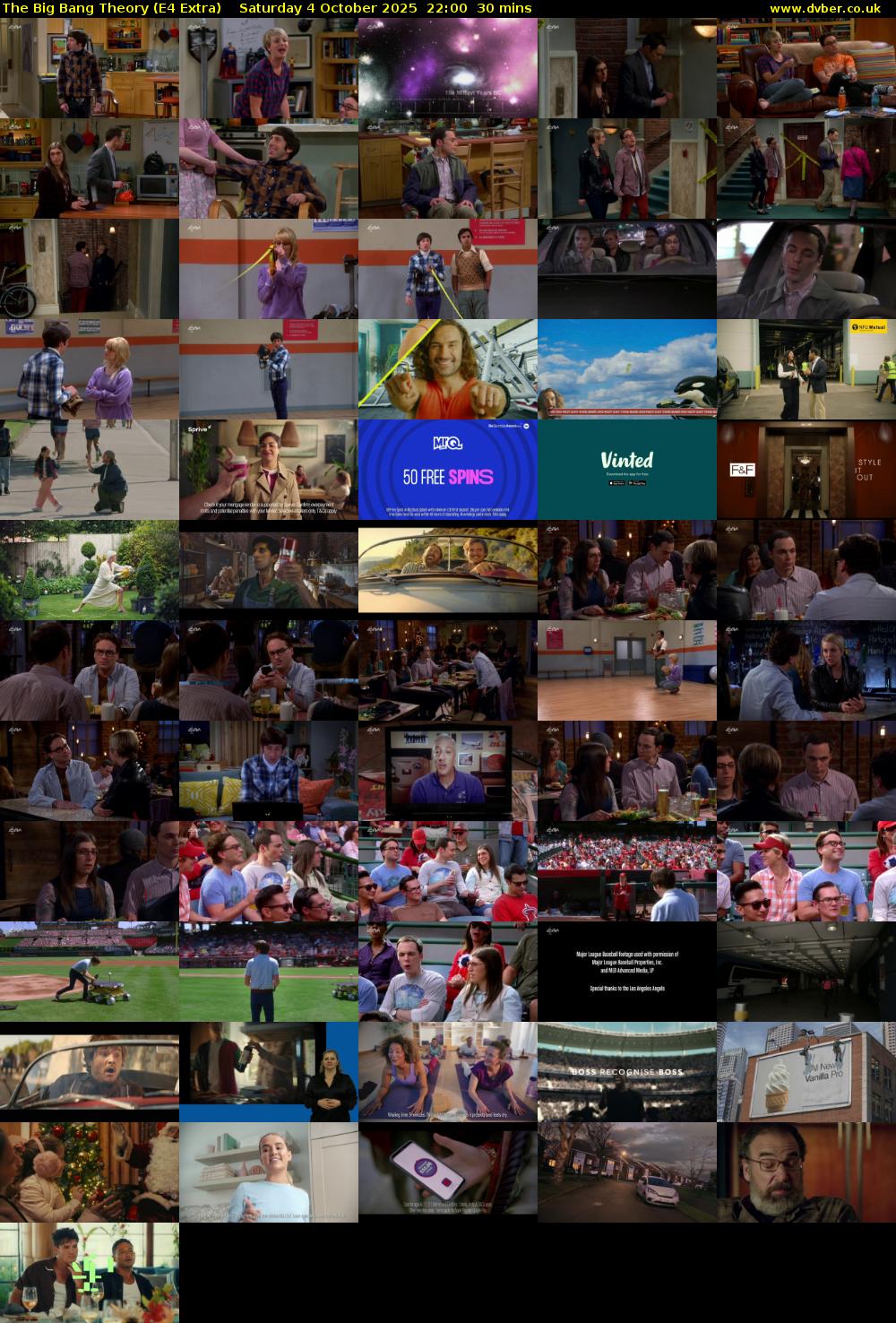 The Big Bang Theory (E4 Extra) Saturday 4 October 2025 22:00 - 22:30
