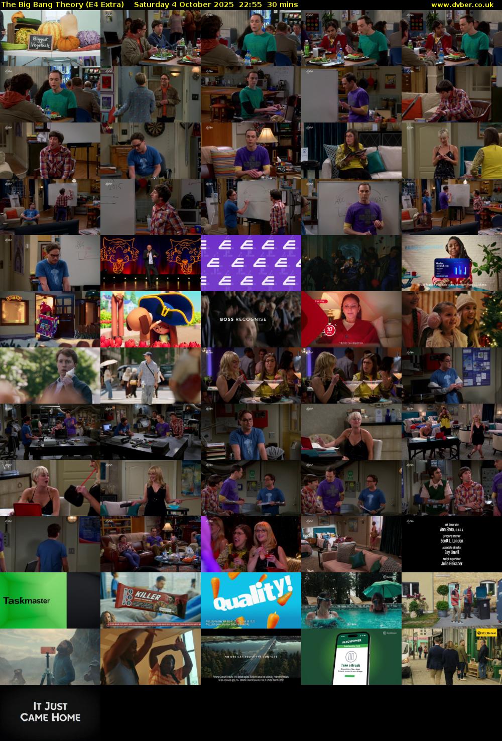 The Big Bang Theory (E4 Extra) Saturday 4 October 2025 22:55 - 23:25