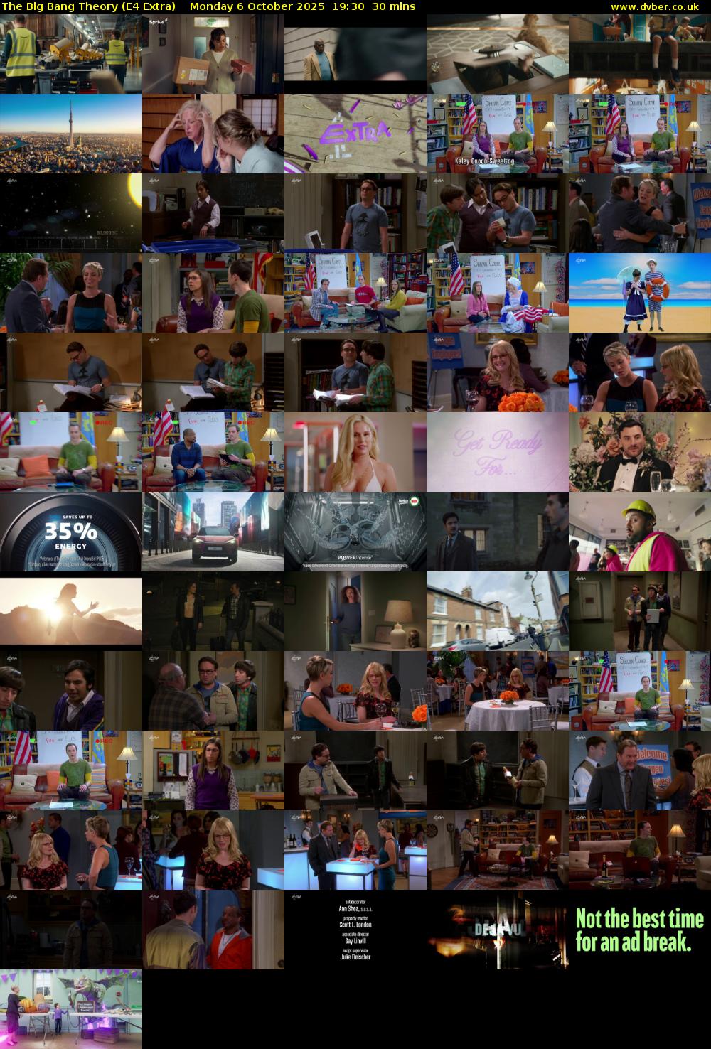 The Big Bang Theory (E4 Extra) Monday 6 October 2025 19:30 - 20:00