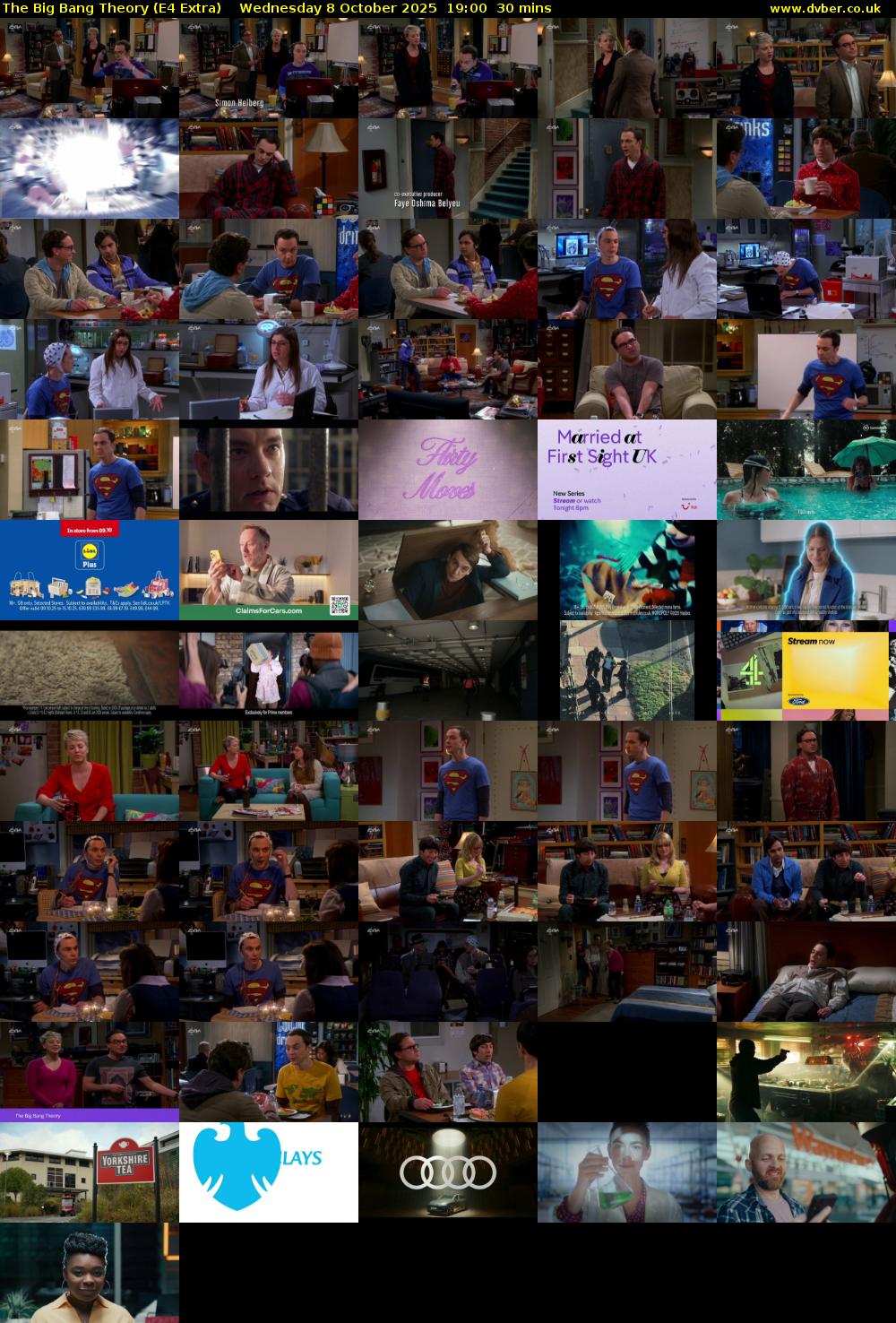 The Big Bang Theory (E4 Extra) Wednesday 8 October 2025 19:00 - 19:30