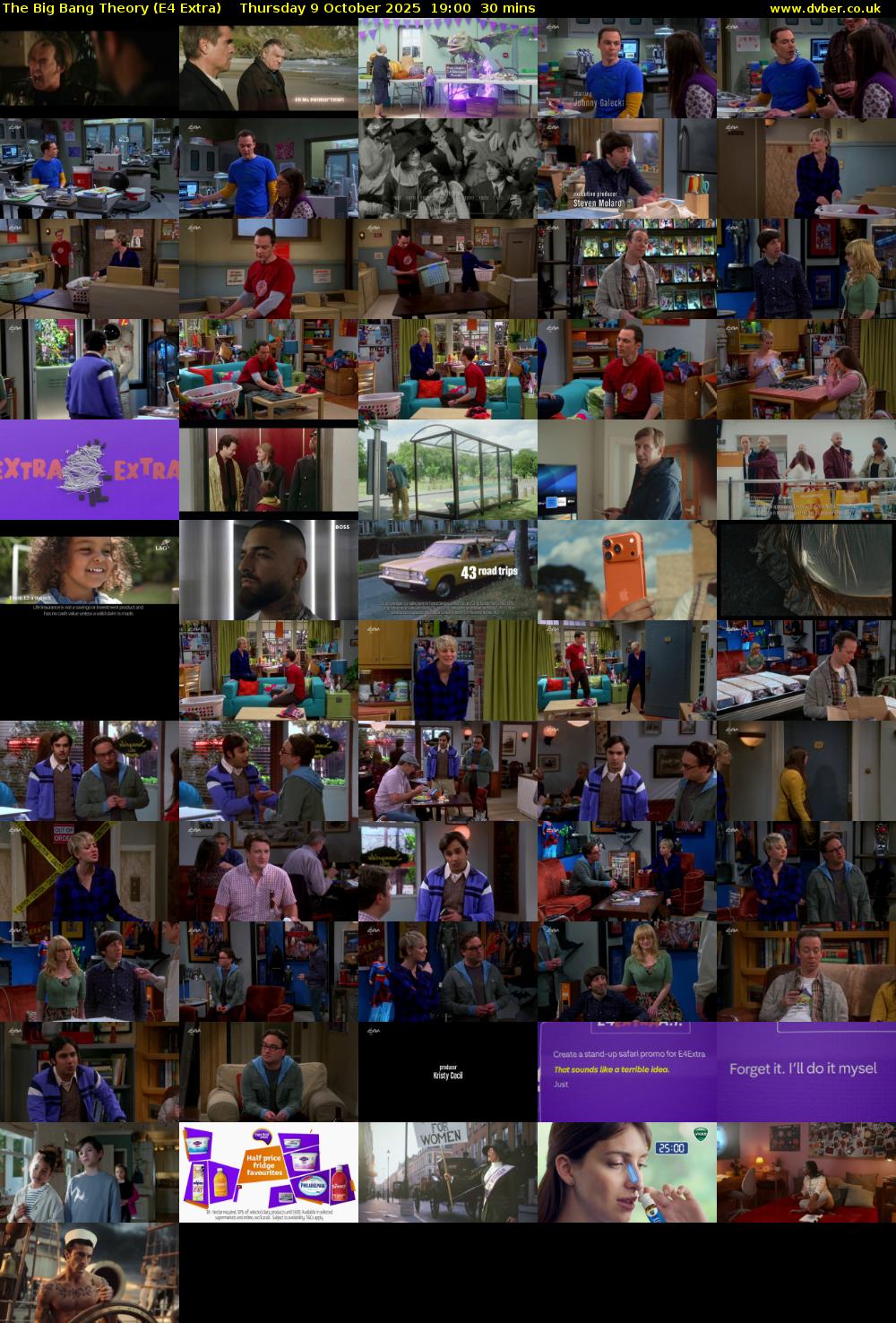 The Big Bang Theory (E4 Extra) Thursday 9 October 2025 19:00 - 19:30