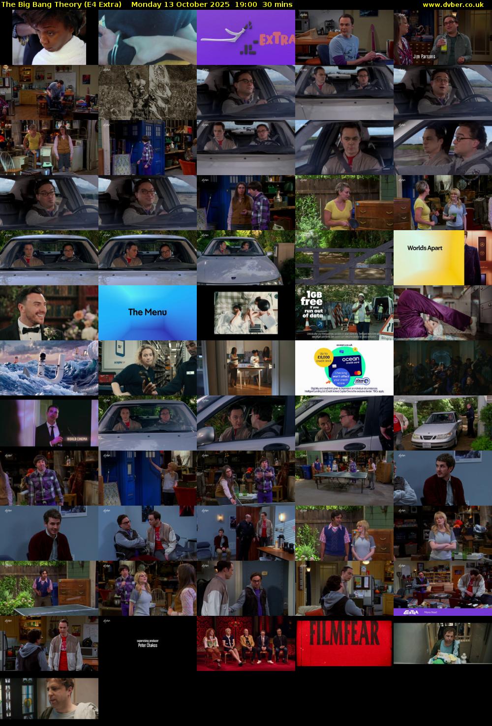 The Big Bang Theory (E4 Extra) Monday 13 October 2025 19:00 - 19:30