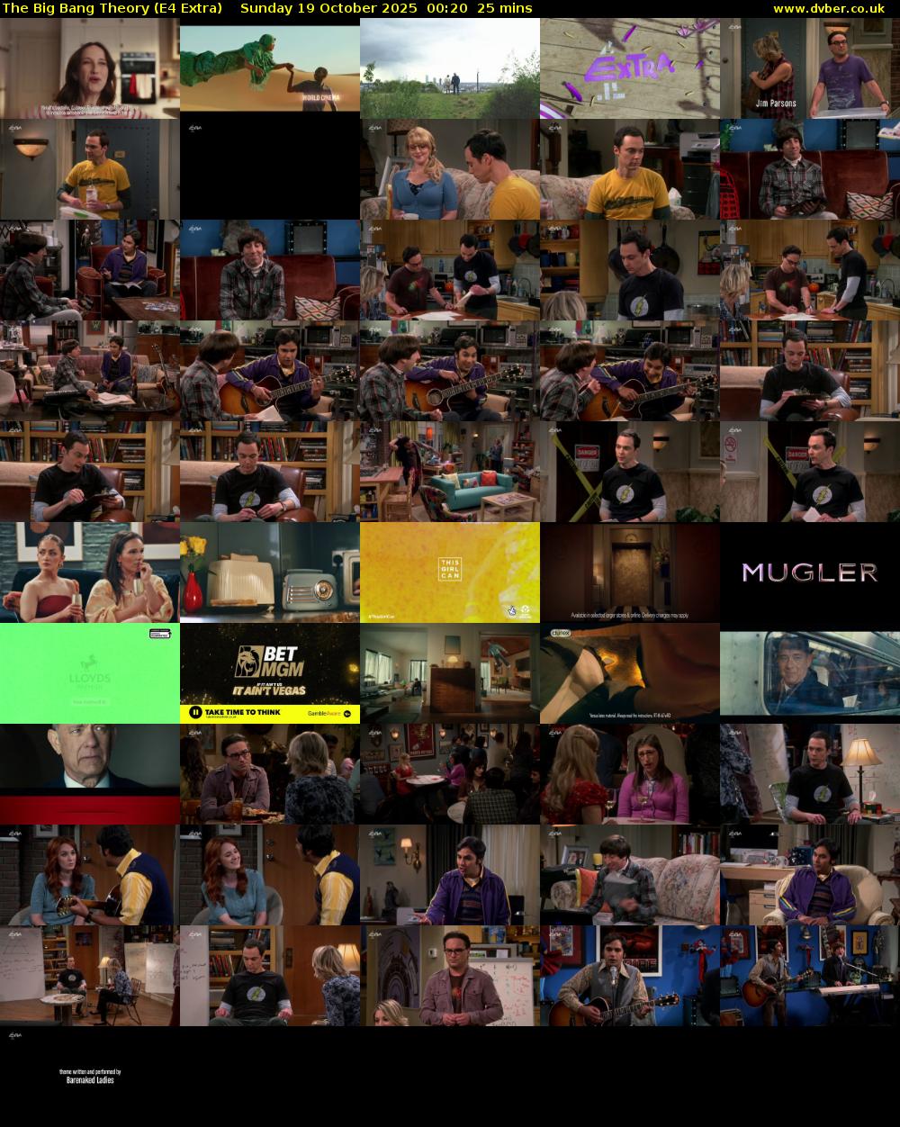 The Big Bang Theory (E4 Extra) Sunday 19 October 2025 00:20 - 00:45