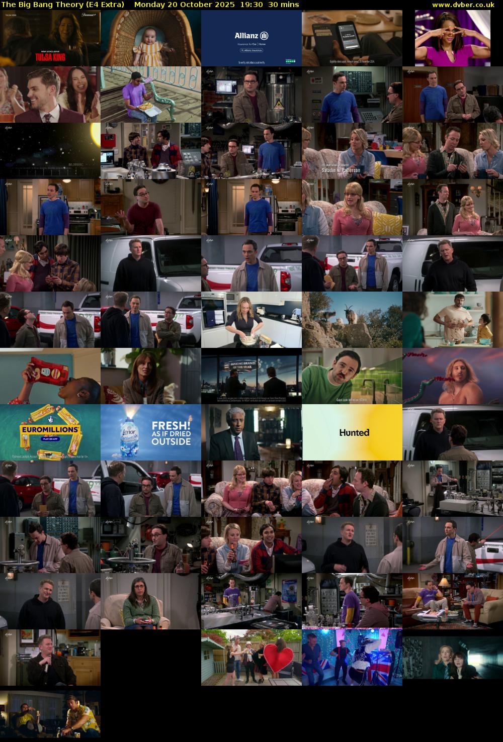 The Big Bang Theory (E4 Extra) Monday 20 October 2025 19:30 - 20:00