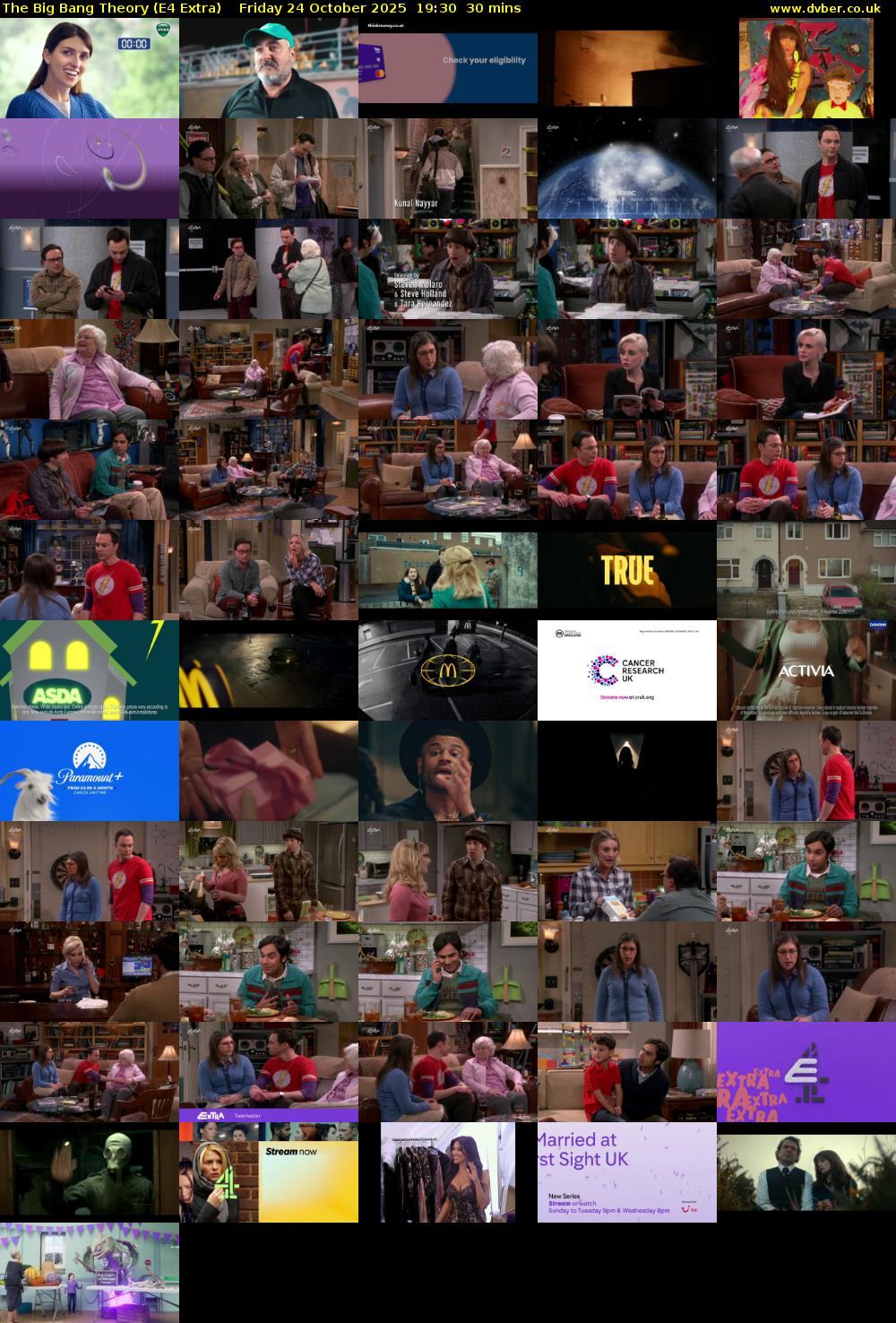 The Big Bang Theory (E4 Extra) Friday 24 October 2025 19:30 - 20:00