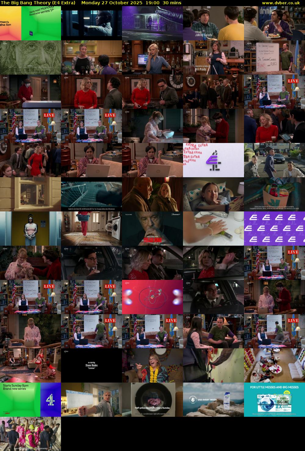 The Big Bang Theory (E4 Extra) Monday 27 October 2025 19:00 - 19:30