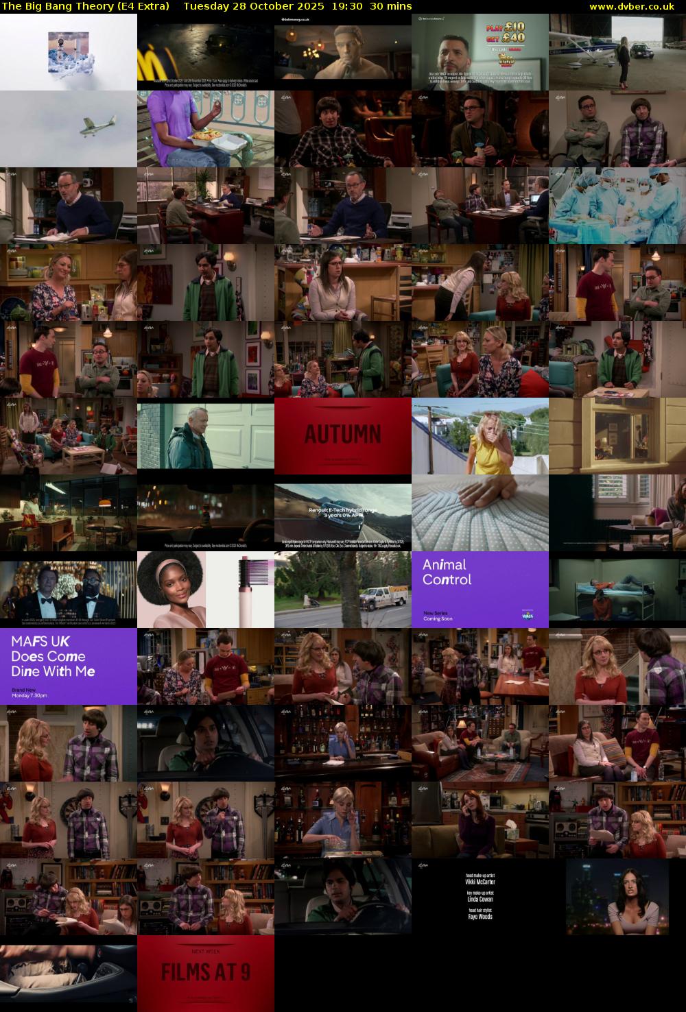 The Big Bang Theory (E4 Extra) Tuesday 28 October 2025 19:30 - 20:00