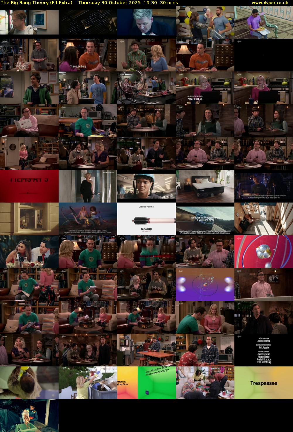 The Big Bang Theory (E4 Extra) Thursday 30 October 2025 19:30 - 20:00