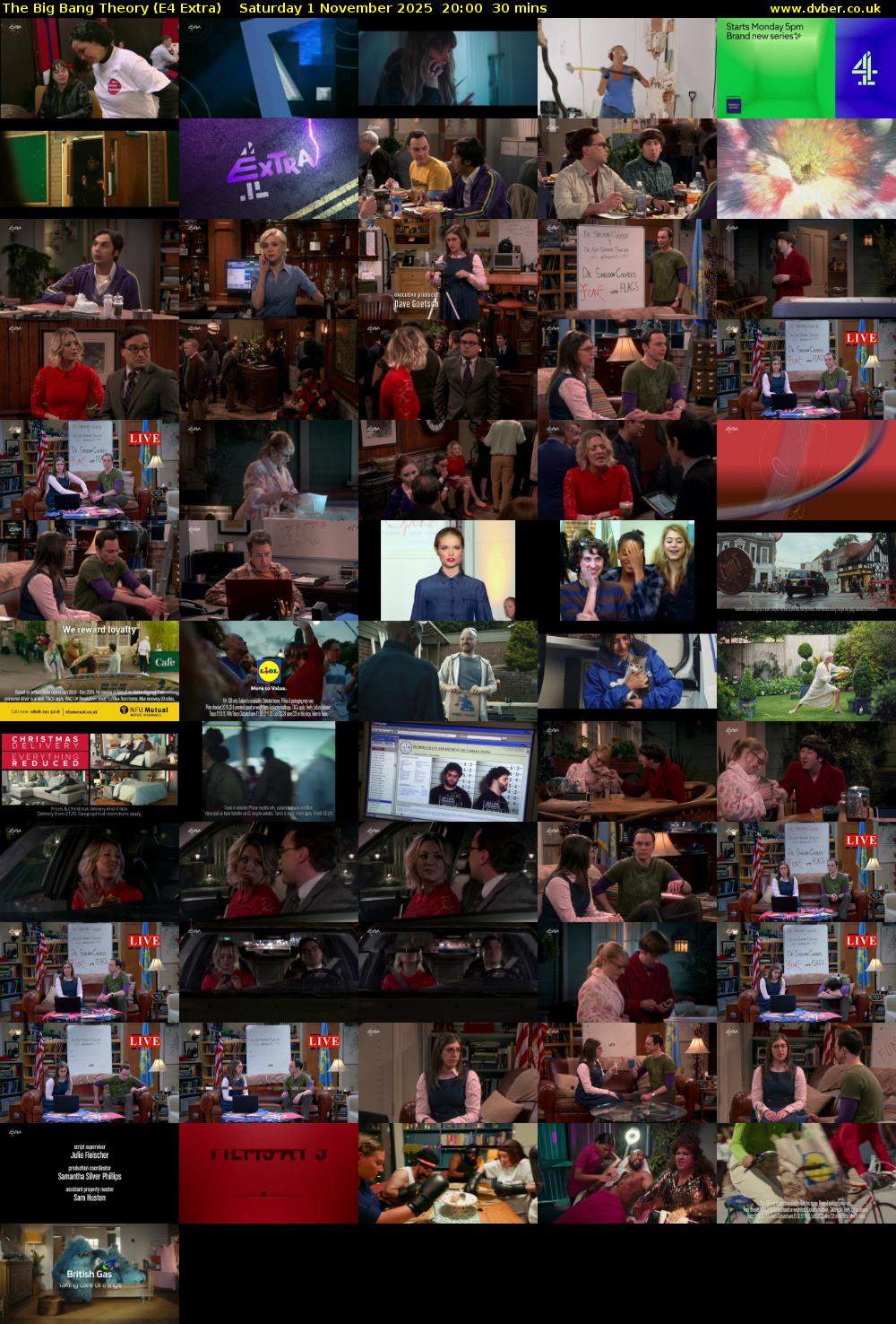 The Big Bang Theory (E4 Extra) Saturday 1 November 2025 20:00 - 20:30