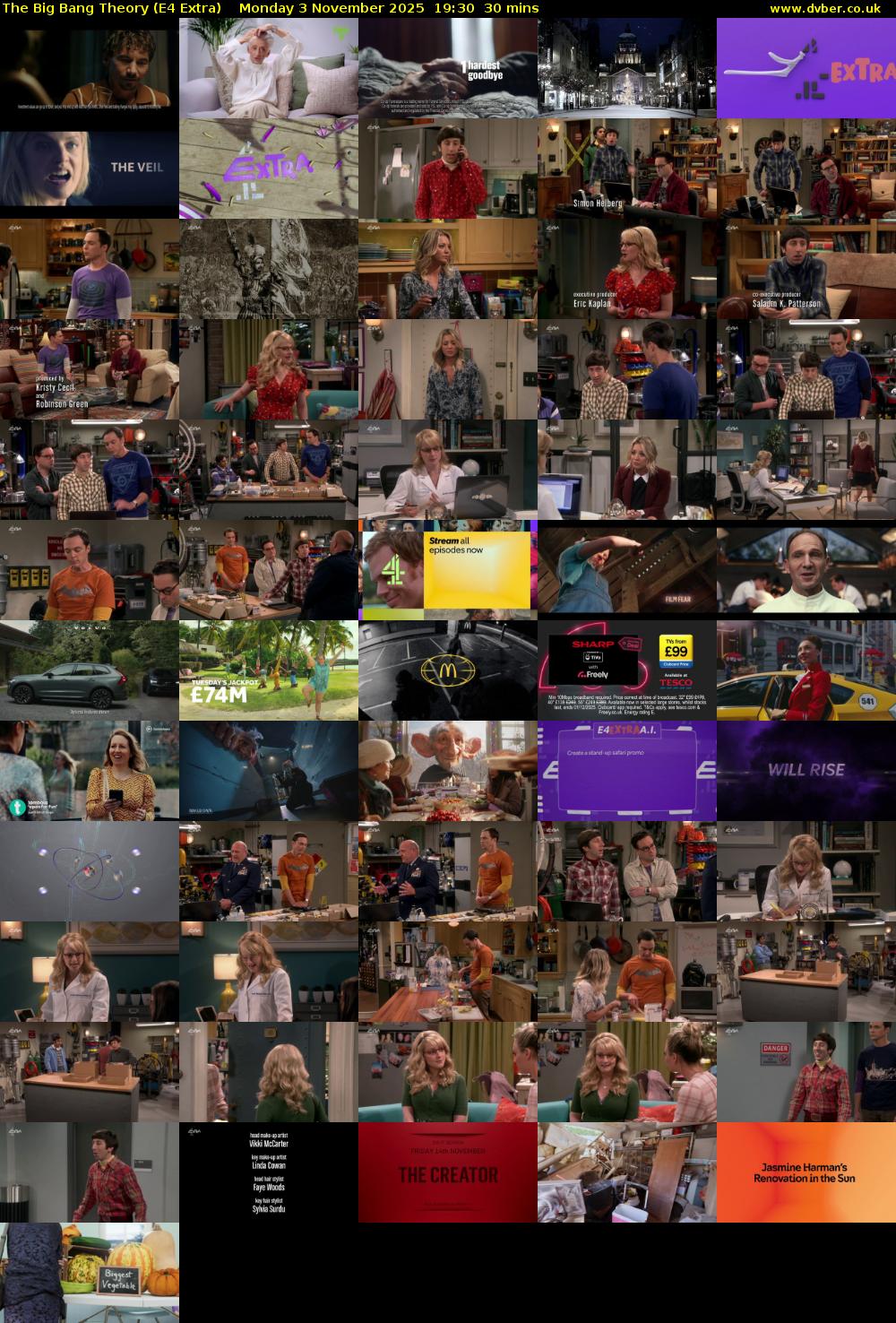 The Big Bang Theory (E4 Extra) Monday 3 November 2025 19:30 - 20:00