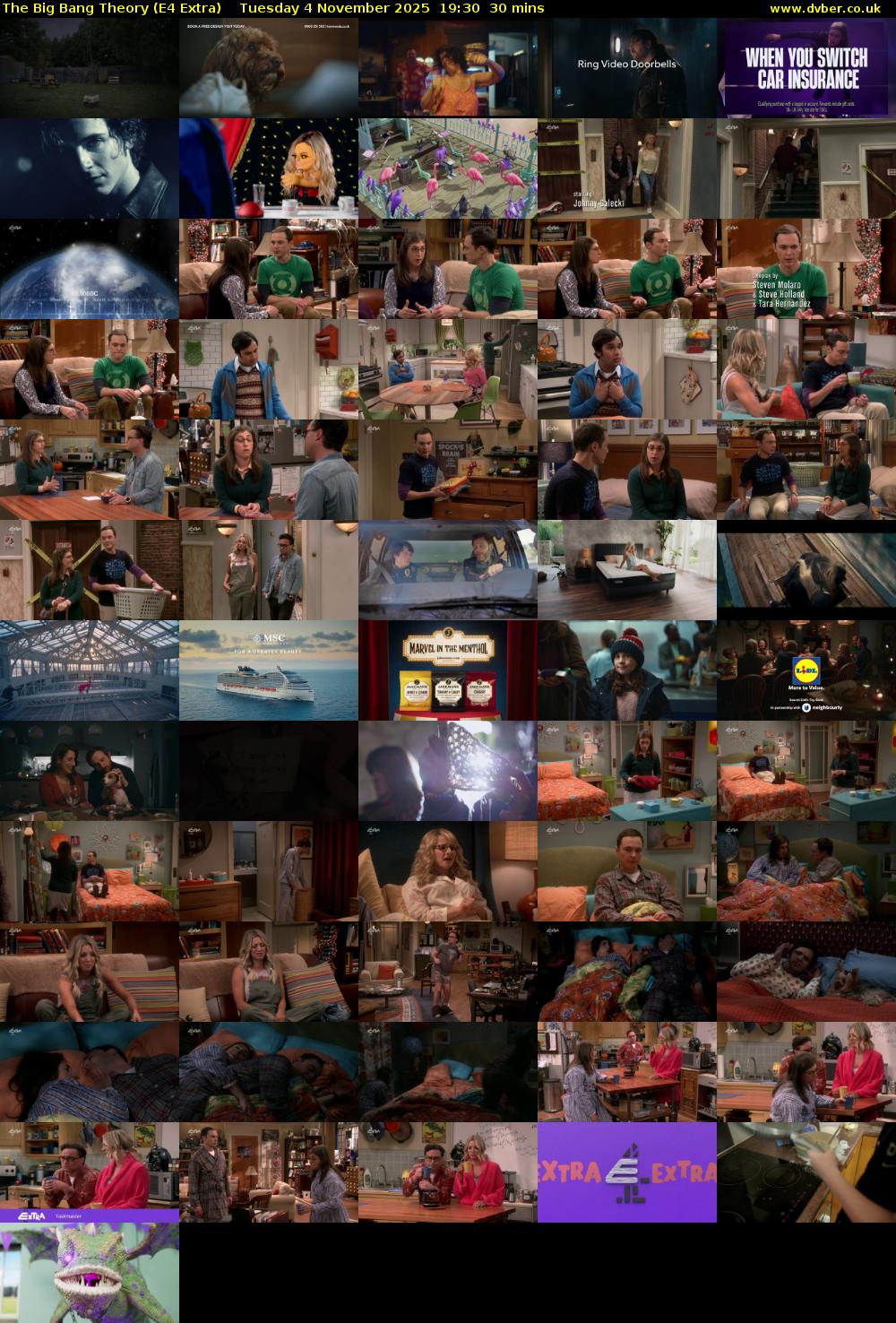 The Big Bang Theory (E4 Extra) Tuesday 4 November 2025 19:30 - 20:00