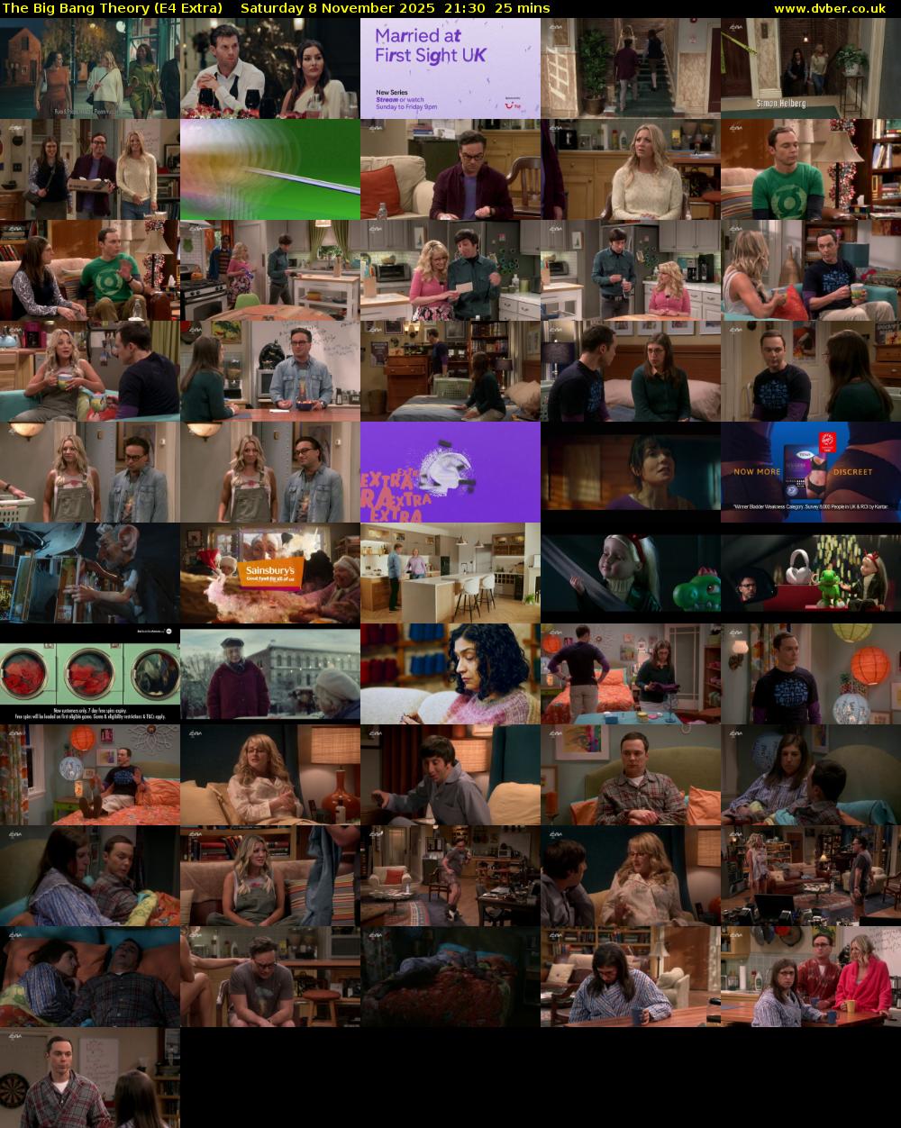 The Big Bang Theory (E4 Extra) Saturday 8 November 2025 21:30 - 21:55