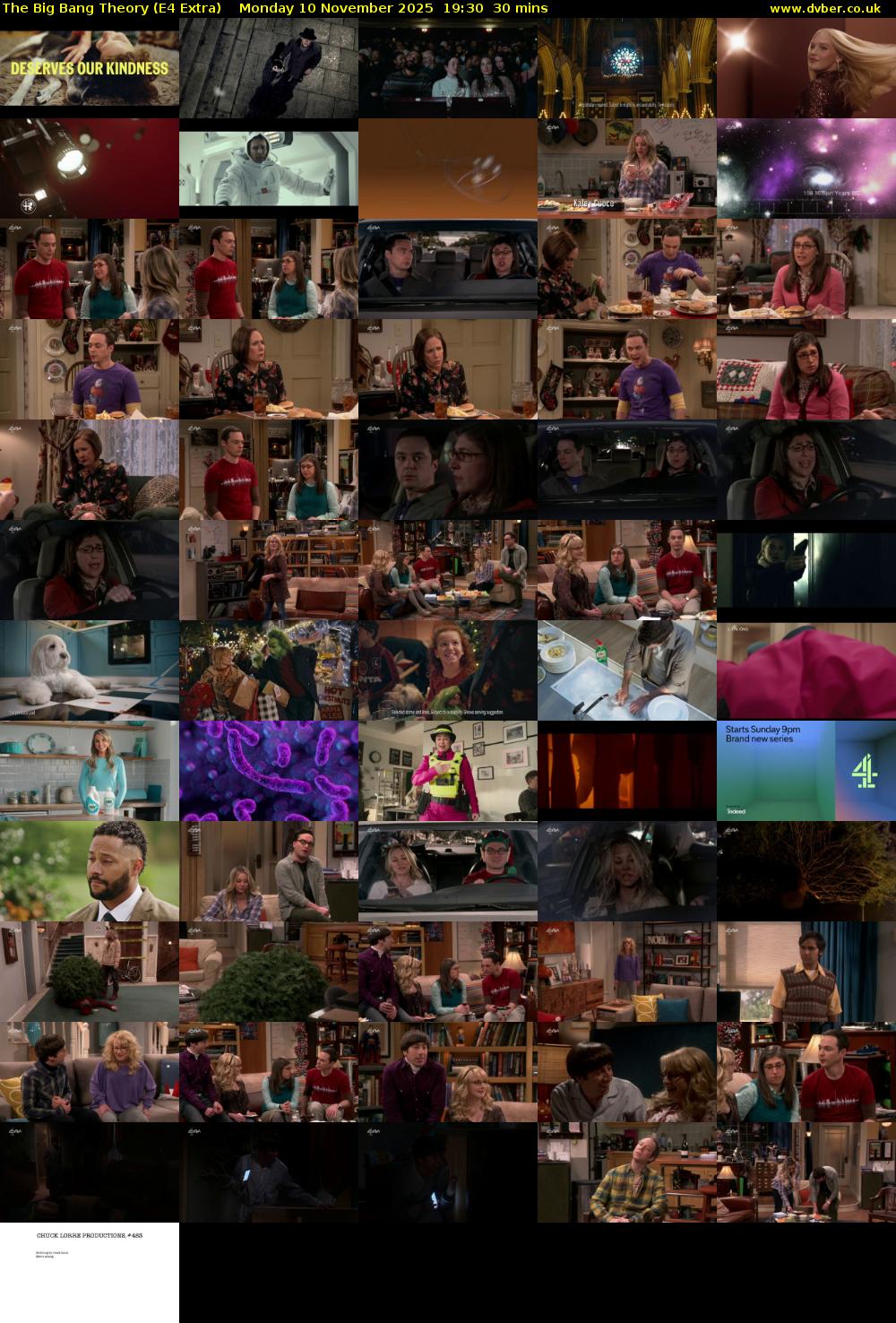 The Big Bang Theory (E4 Extra) Monday 10 November 2025 19:30 - 20:00
