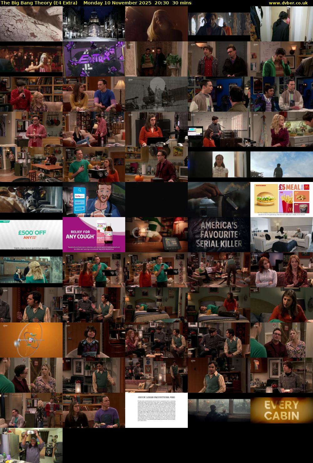 The Big Bang Theory (E4 Extra) Monday 10 November 2025 20:30 - 21:00