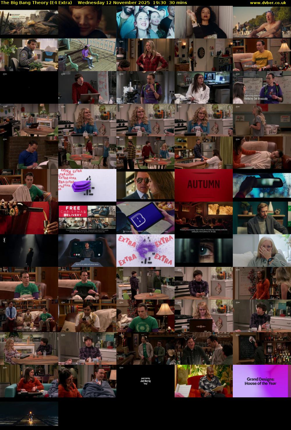 The Big Bang Theory (E4 Extra) Wednesday 12 November 2025 19:30 - 20:00