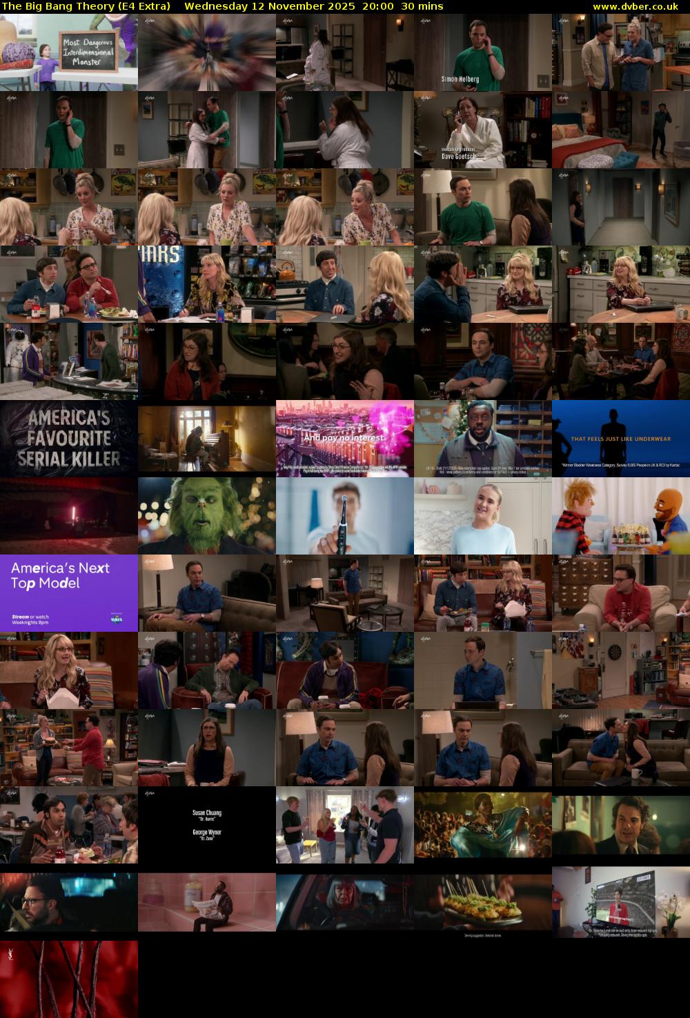 The Big Bang Theory (E4 Extra) Wednesday 12 November 2025 20:00 - 20:30