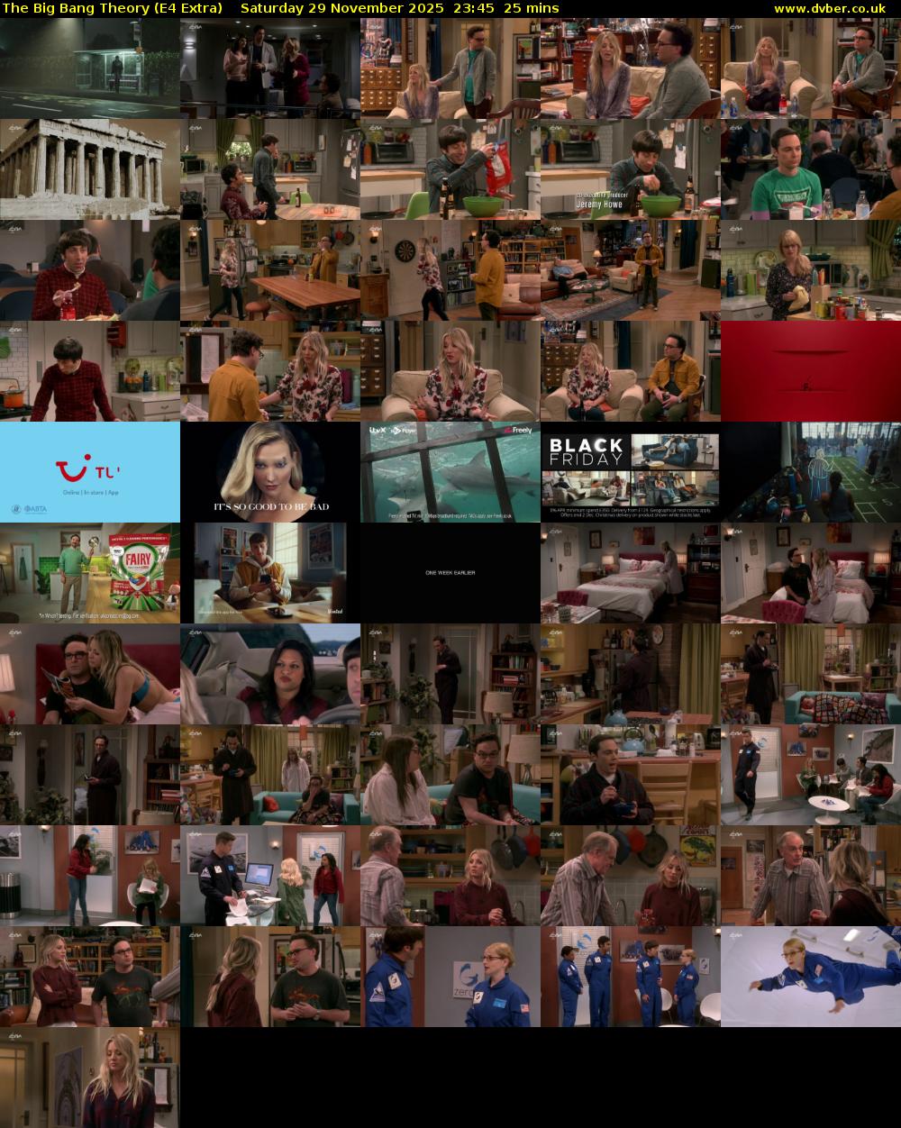 The Big Bang Theory (E4 Extra) Saturday 29 November 2025 23:45 - 00:10