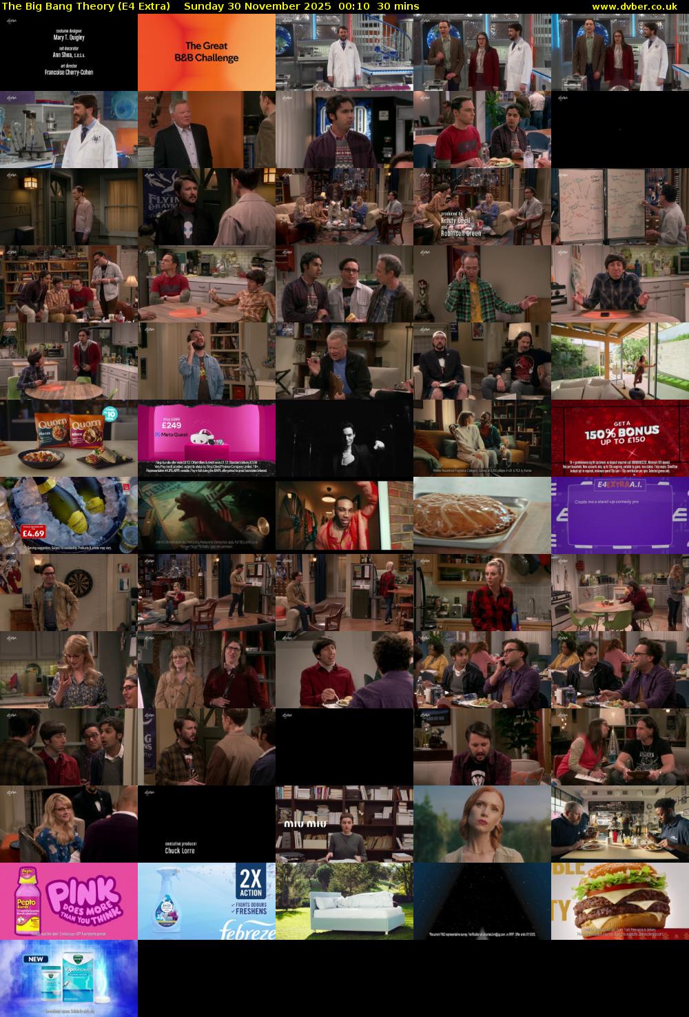 The Big Bang Theory (E4 Extra) Sunday 30 November 2025 00:10 - 00:40