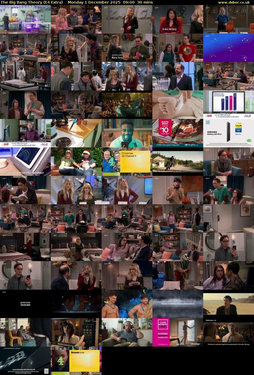 The Big Bang Theory (E4 Extra) Monday 1 December 2025 09:00 - 09:30