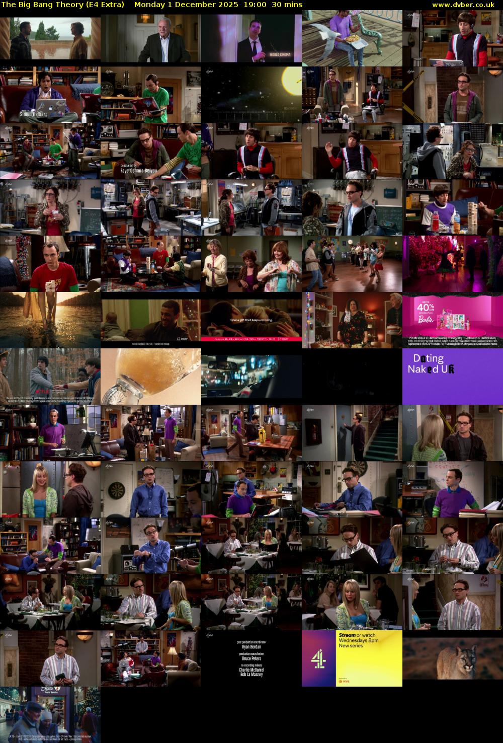 The Big Bang Theory (E4 Extra) Monday 1 December 2025 19:00 - 19:30