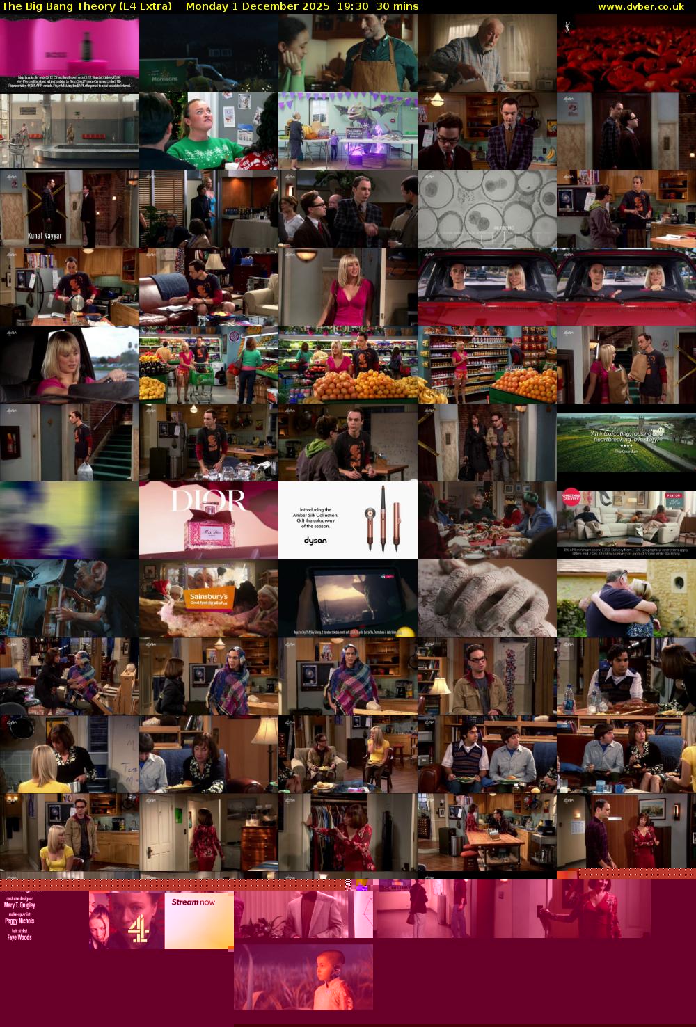 The Big Bang Theory (E4 Extra) Monday 1 December 2025 19:30 - 20:00