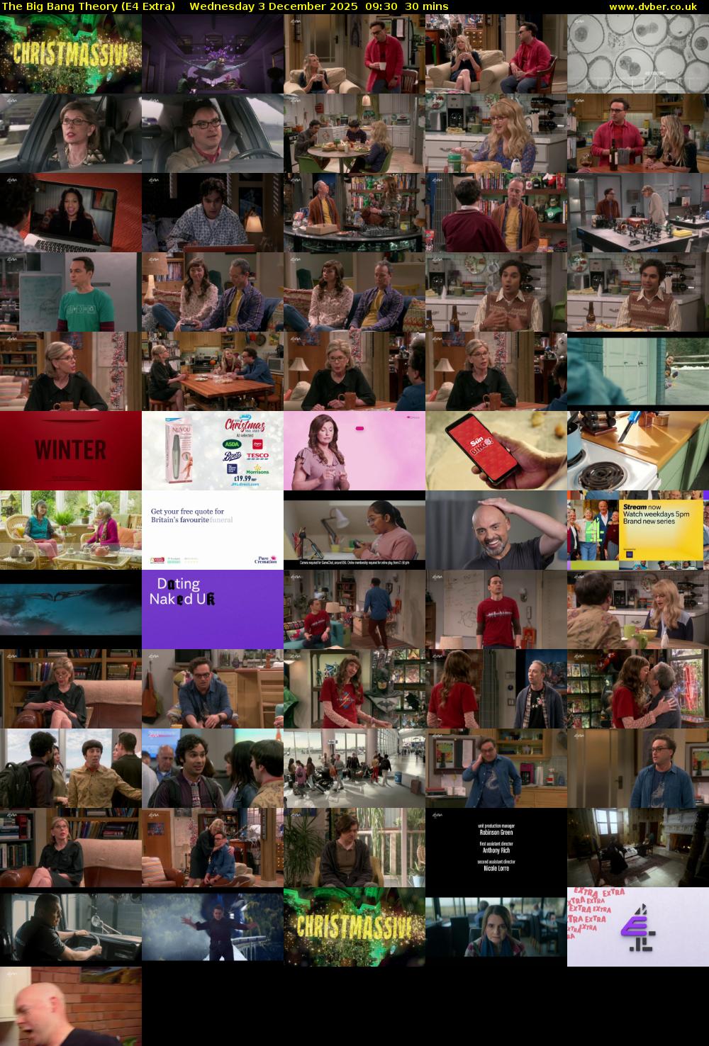 The Big Bang Theory (E4 Extra) Wednesday 3 December 2025 09:30 - 10:00