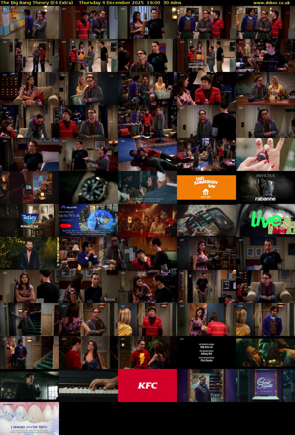 The Big Bang Theory (E4 Extra) Thursday 4 December 2025 19:00 - 19:30