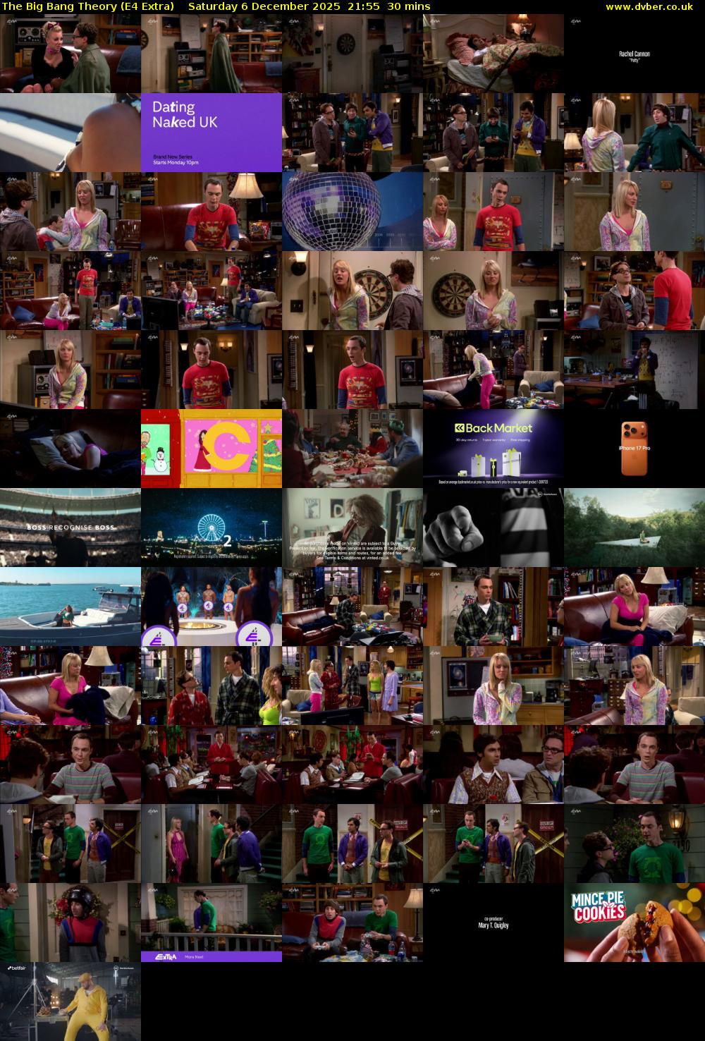 The Big Bang Theory (E4 Extra) Saturday 6 December 2025 21:55 - 22:25