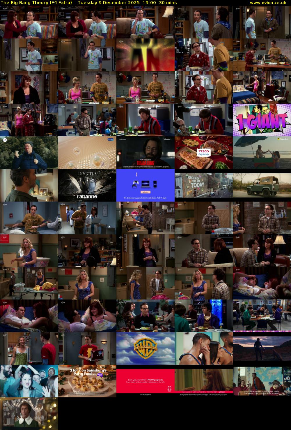 The Big Bang Theory (E4 Extra) Tuesday 9 December 2025 19:00 - 19:30