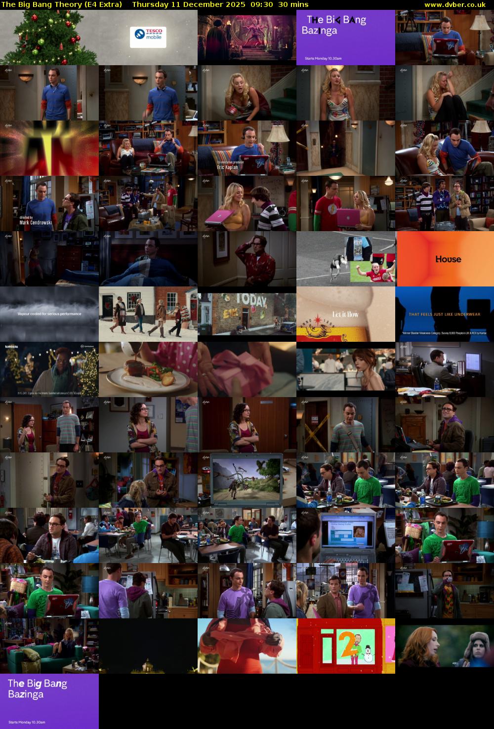 The Big Bang Theory (E4 Extra) Thursday 11 December 2025 09:30 - 10:00