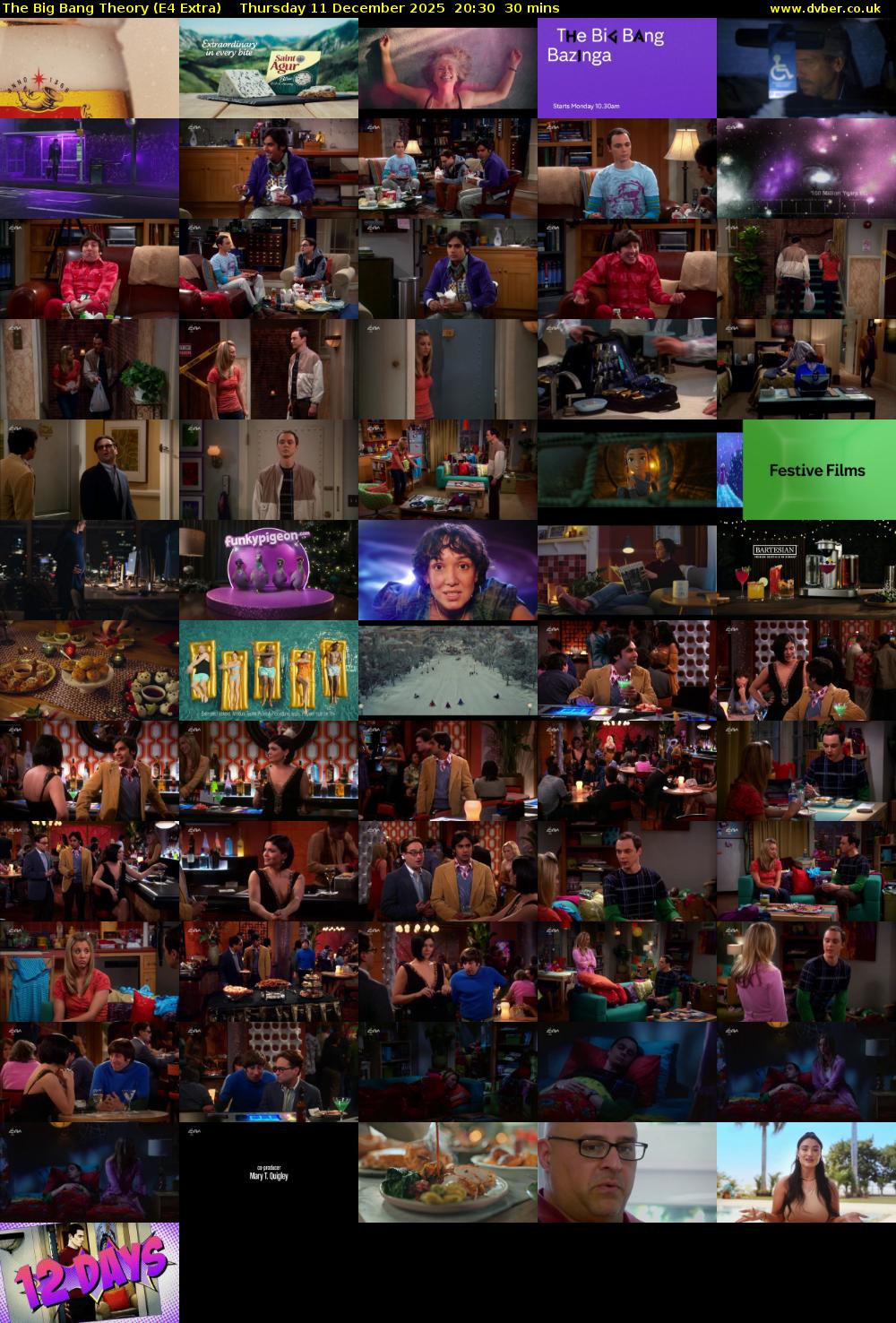 The Big Bang Theory (E4 Extra) Thursday 11 December 2025 20:30 - 21:00