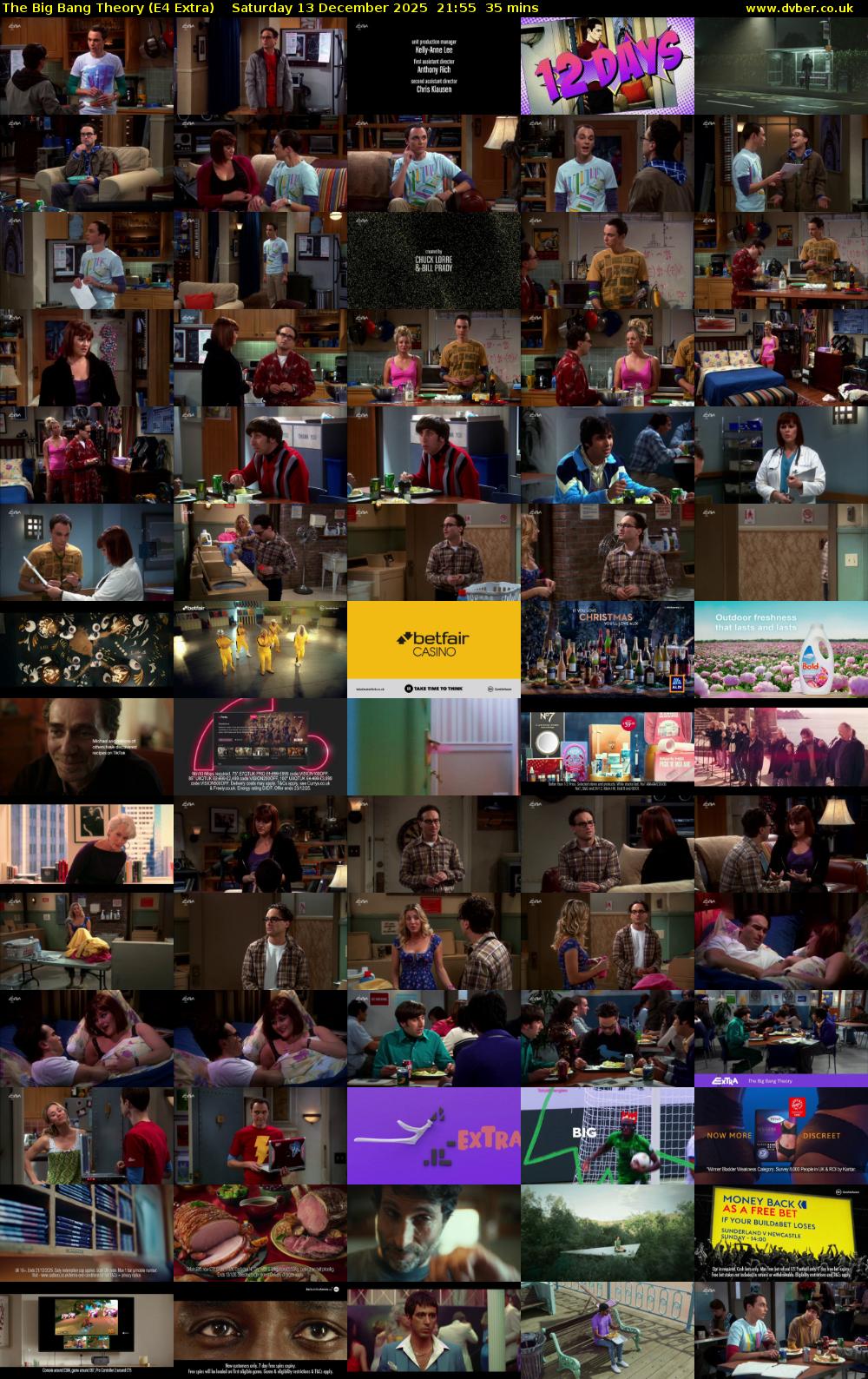 The Big Bang Theory (E4 Extra) Saturday 13 December 2025 21:55 - 22:30