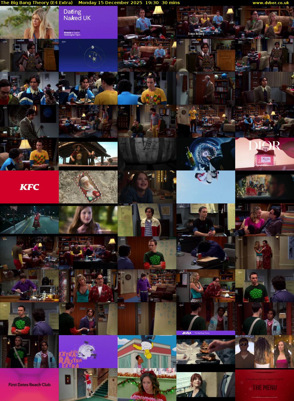 The Big Bang Theory (E4 Extra) Monday 15 December 2025 19:30 - 20:00