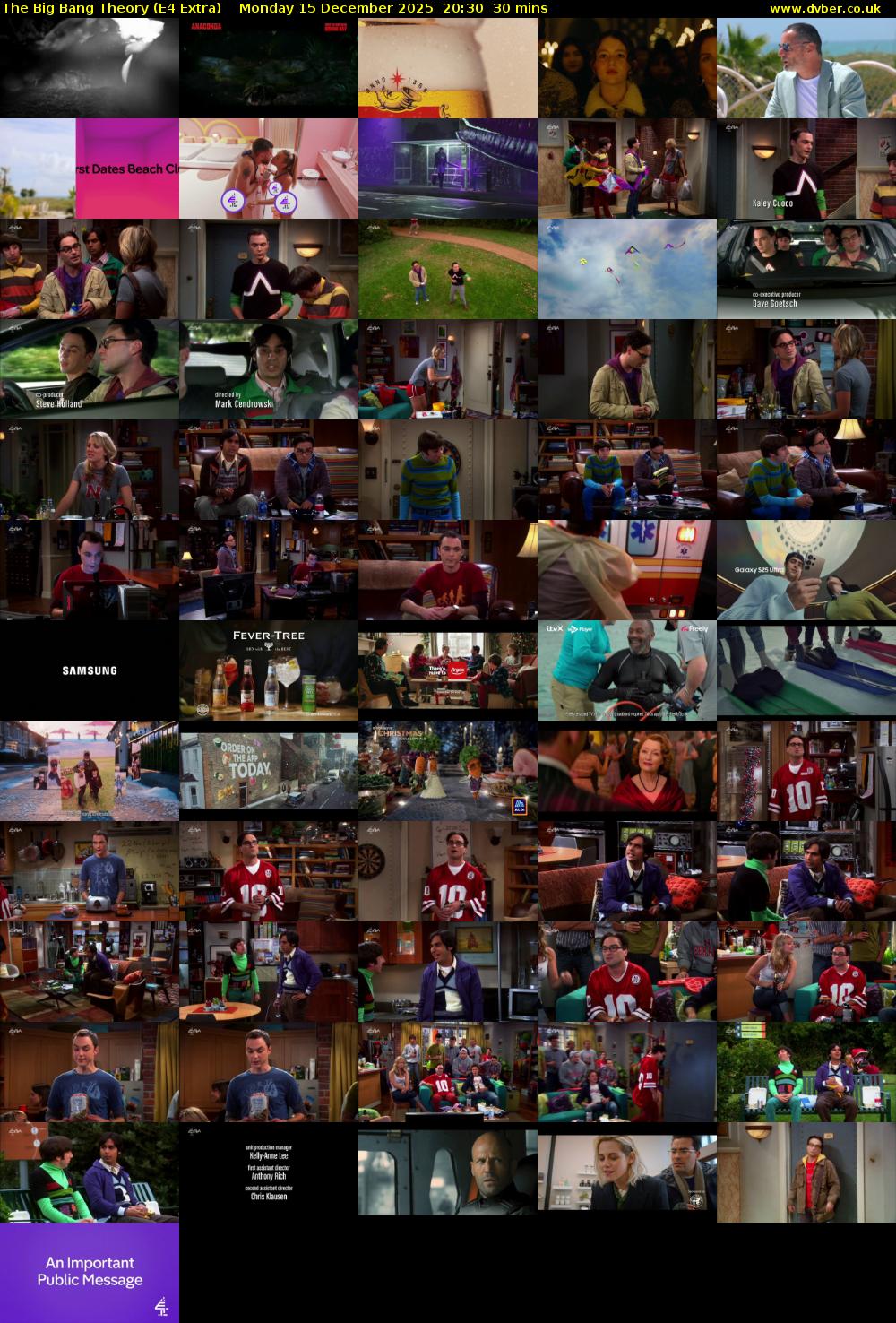 The Big Bang Theory (E4 Extra) Monday 15 December 2025 20:30 - 21:00