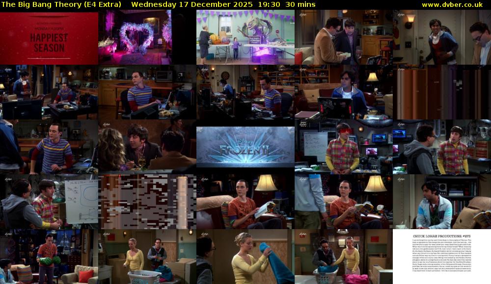 The Big Bang Theory (E4 Extra) Wednesday 17 December 2025 19:30 - 20:00