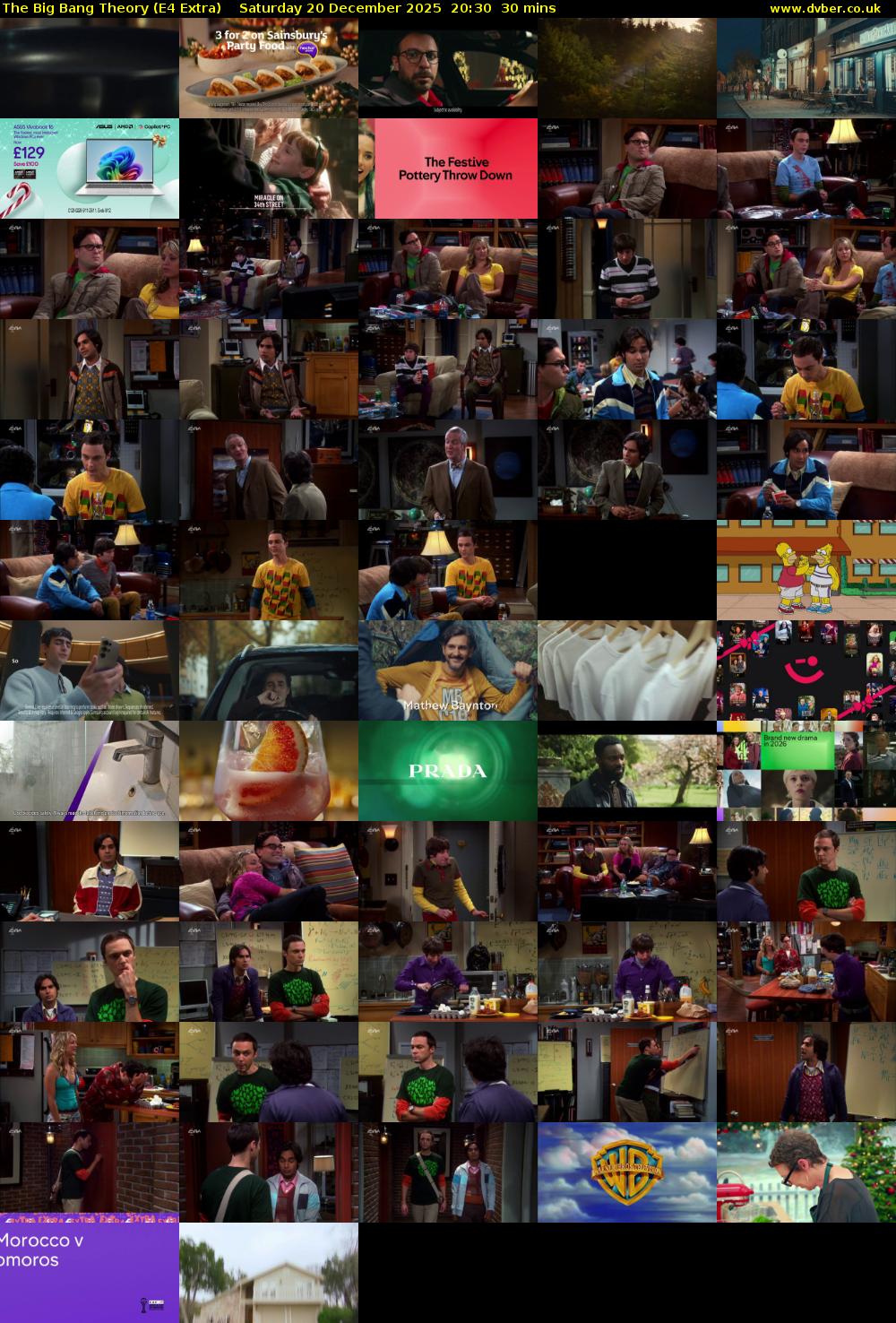 The Big Bang Theory (E4 Extra) Saturday 20 December 2025 20:30 - 21:00