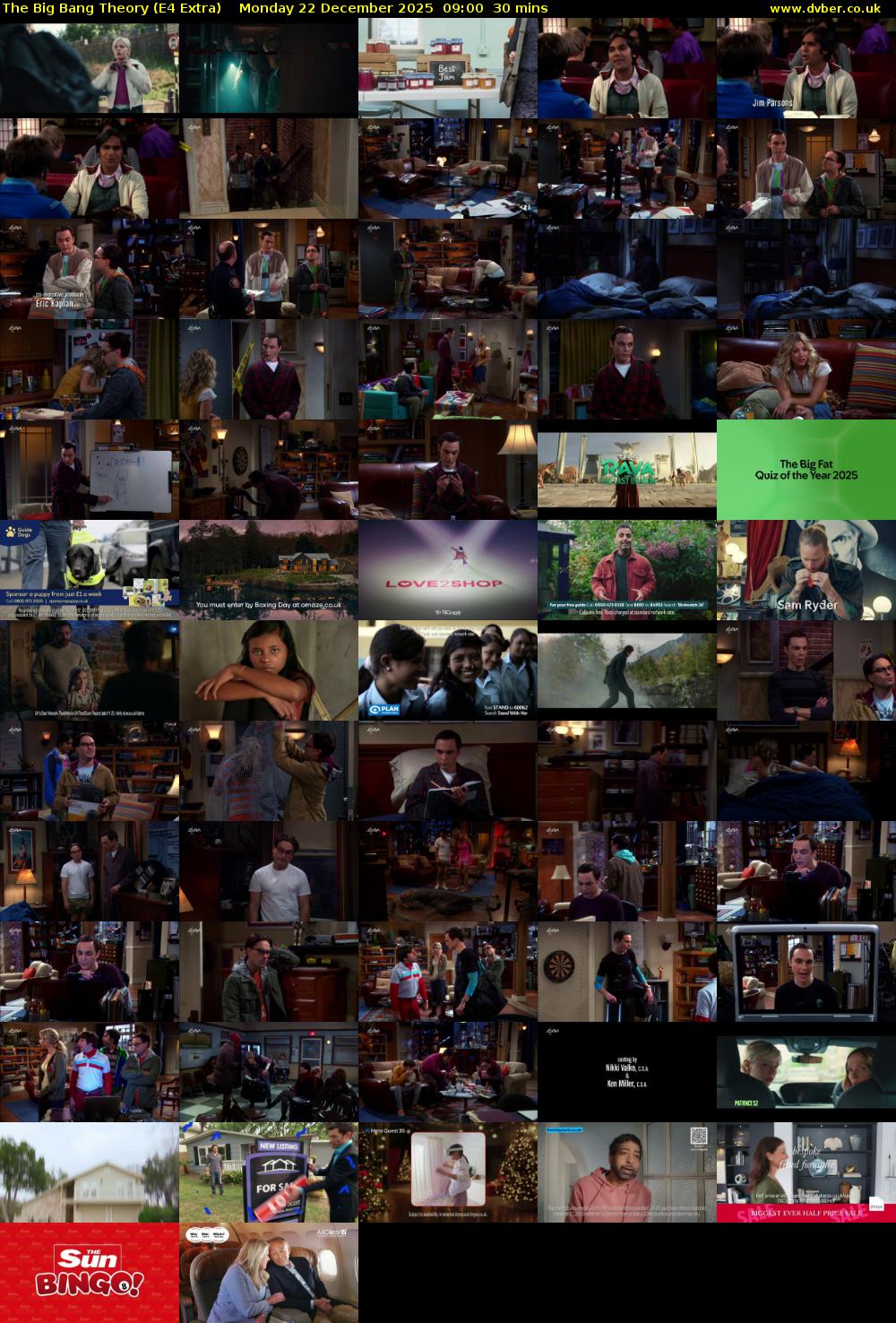 The Big Bang Theory (E4 Extra) Monday 22 December 2025 09:00 - 09:30
