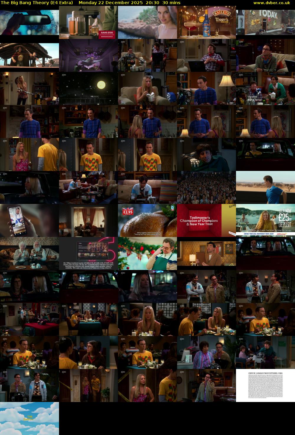 The Big Bang Theory (E4 Extra) Monday 22 December 2025 20:30 - 21:00