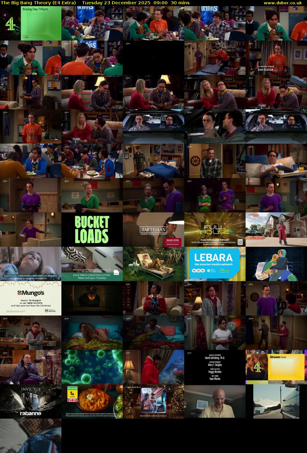 The Big Bang Theory (E4 Extra) Tuesday 23 December 2025 09:00 - 09:30