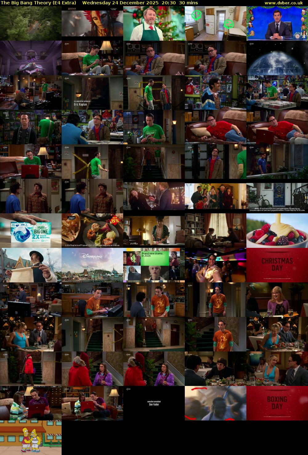 The Big Bang Theory (E4 Extra) Wednesday 24 December 2025 20:30 - 21:00