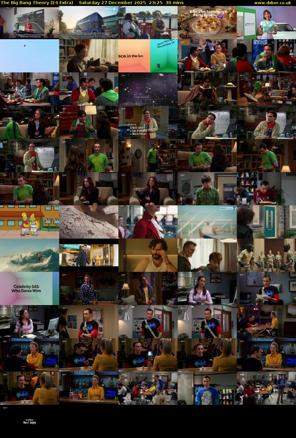 The Big Bang Theory (E4 Extra) Saturday 27 December 2025 23:25 - 23:55