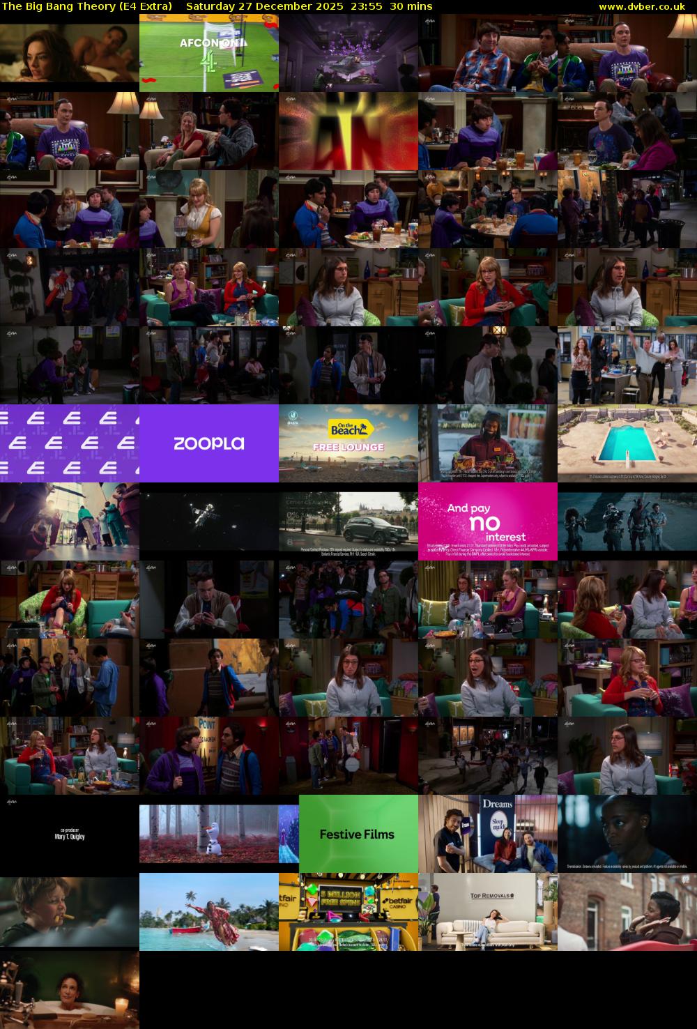 The Big Bang Theory (E4 Extra) Saturday 27 December 2025 23:55 - 00:25